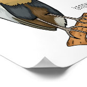 ボートでハサギの鳥の漫画イラストレーション ポスター (角)