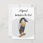 ボートでハサギの鳥の漫画イラストレーション 招待状 (裏面)