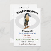 ボートでハサギの鳥の漫画イラストレーション 招待状 (正面/裏面)