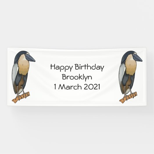 ボートでハサギの鳥の漫画イラストレーション 横断幕 (横)