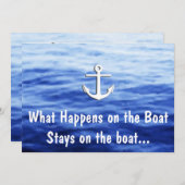 ボートで何が起こるか – ボートおもしろい中 招待状 (正面/裏面)