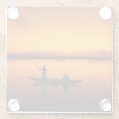 ボートで夕日の景色–68465 ガラスコースター (裏面)