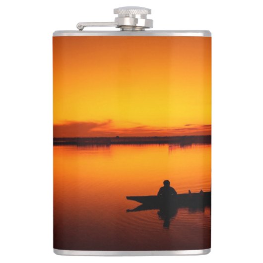 ボートで夕日の景色–68465 フラスク (正面)