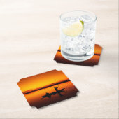 ボートで夕日の景色–68465 ペーパーコースター (インサイチュ)