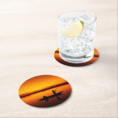 ボートで夕日の景色–68465 ラウンドペーパーコースター (インサイチュ)