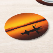 ボートで夕日の景色–68465 ラウンドペーパーコースター (アングル)