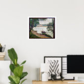 ボートで川の風景 ポスター (ホームオフィス)