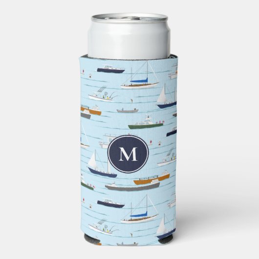 ボートで泳ぐモノグラムの川で スリム缶クーラー (Seltzer裏面)