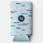 ボートで泳ぐモノグラムの川で スリム缶クーラー (裏面)