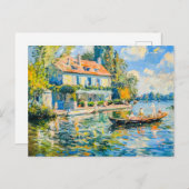 ボートで湖のそばの家 シーズンポストカード (正面/裏面)