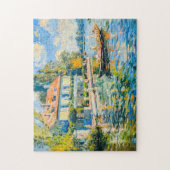 ボートで湖のそばの家 ジグソーパズル (縦)