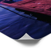 ボートで穏やかな湖を夕暮れ ポスター (角)