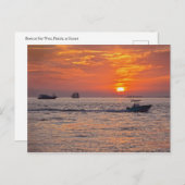 ボートで鍵ウェスト，フロリダ，サンセット ポストカード (正面/裏面)