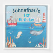 ボートとアンダーザシーウォーターカラーボーイ誕生日 (正面)