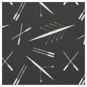 ボートとオールの白黒パターン ファブリック (クローズアップ)
