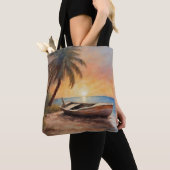 ボートとビーチ- 1 トートバッグ (クローズアップ)