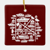 ボートとホテル セラミックオーナメント (正面)