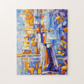 ボートとリフレクションを持つキュービストマリーナ ジグソーパズル (縦)