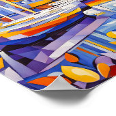 ボートとリフレクションを持つキュービストマリーナ ポスター (角)