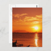 ボートと夕日 ポストカード (正面/裏面)