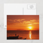 ボートと夕日 ポストカード (正面/裏面)