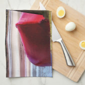 ボートと山の風景 キッチンタオル (四つ折り)