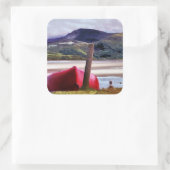 ボートと山の風景 スクエアシール (バッグ)