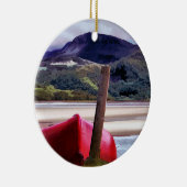 ボートと山の風景 セラミックオーナメント (右)