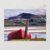 ボートと山の風景 ポストカード (正面)