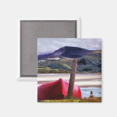 ボートと山の風景 マグネット (正面/裏面)