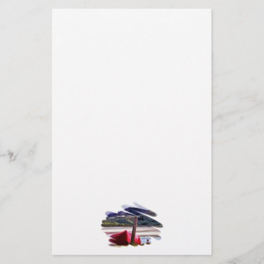 ボートと山の風景 便箋 (正面)