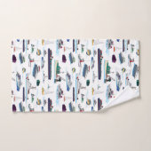 ボートと船舶のイラストのランダムパターン バスタオルセット (ハンドタオル)