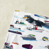 ボートと船舶のイラストランダムパターン ビーチタオル (インサイチュ)