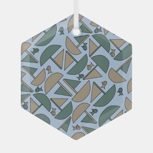 ボートと魚 ガラスオーナメント (正面)