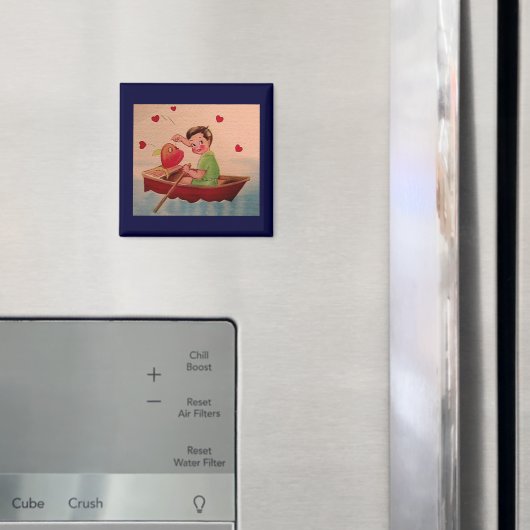 ボートにハートを持つ少年 マグネット (インサイチュ (冷蔵庫))