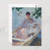 ボートに乗った母親と子供 ポストカード (正面/裏面)