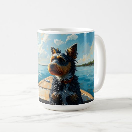 ボートに乗った犬 コーヒーマグカップ (正面右)
