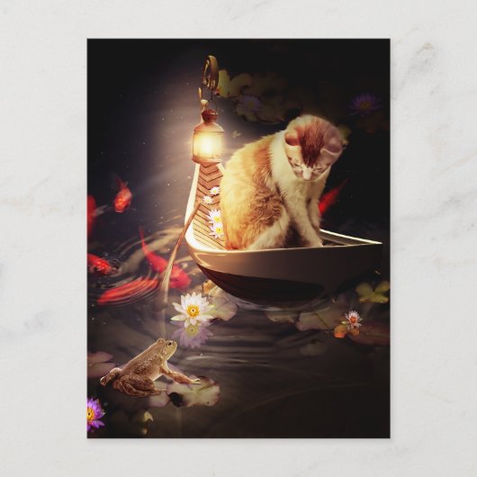 ボートに乗った猫 ポストカード (正面)