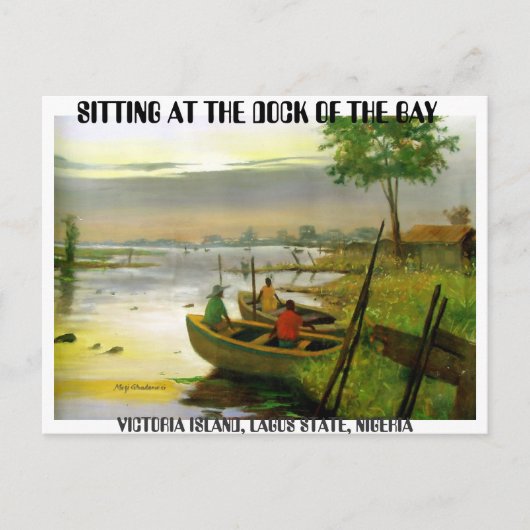 ボートに乗る2、ベイの波止場に座って、V... ポストカード (正面)