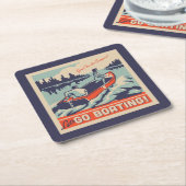 ボートに行こう スクエアペーパーコースター (アングル)