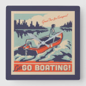 ボートに行こう スクエア壁時計 (正面)