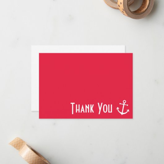 ボートのいかりはメッセージカードは感謝していしています(赤い) ノートカード (正面/裏面インサイチュ)