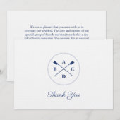 ボートのオールのイニシャル サンキューカード (正面/裏面)