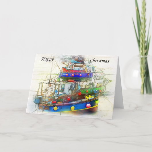 ボートのクリスマスカード シーズンカード (正面)