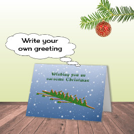 ボートのクルーの緑のシルエット カード