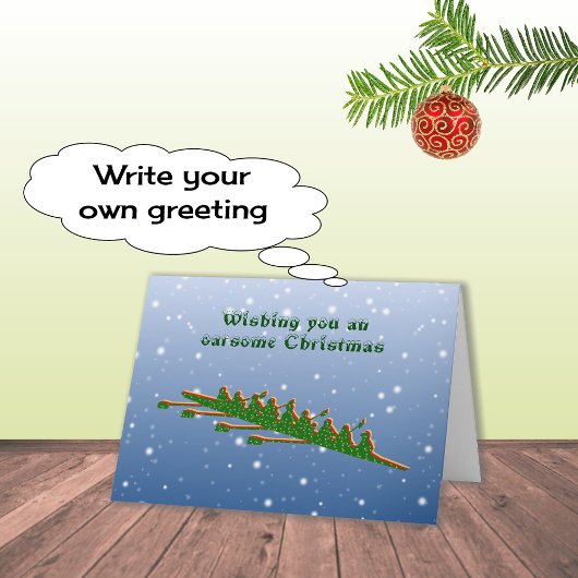 ボートのクルーの緑のシルエット カード