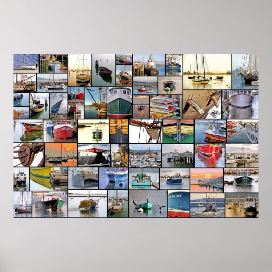 ボートのコラージュのポスター36 x 24 ポスター (正面)