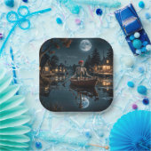 ボートのハロウィーンのスケルトン ペーパープレート (パーティー)