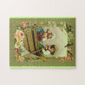 ボートのパズルのヴィンテージの女の子及び男の子 ジグソーパズル (横)