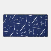 ボートのパターンスタイリッシュ、ネイビーブルーとホワイト デスクマット (正面)